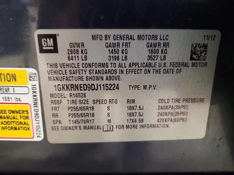 2013 GMC ACADIA SLE  