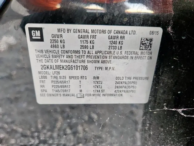 2016 GMC TERRAIN SLE  