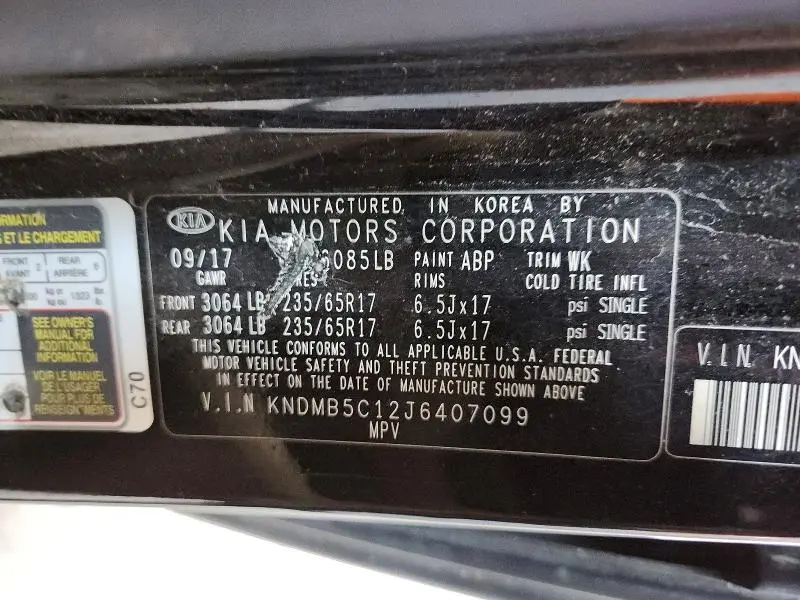 2018 KIA SEDONA LX  