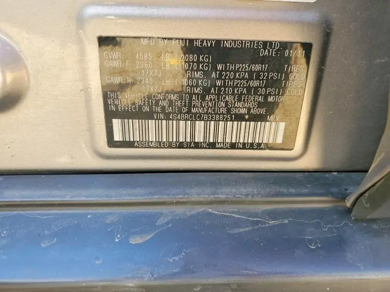 2011 SUBARU OUTBACK 2.5I LIMITED  