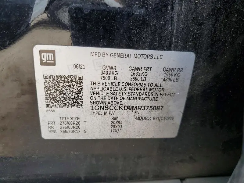 2021 CHEVROLET SUBURBAN C1500 LT  