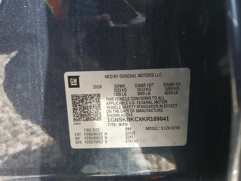 2019 CHEVROLET TAHOE K1500 LT  
