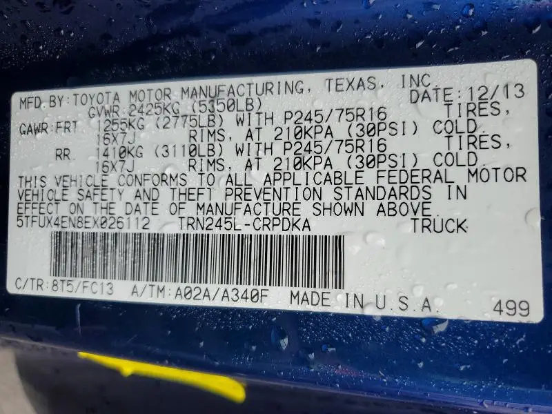 2014 TOYOTA TACOMA BASE  