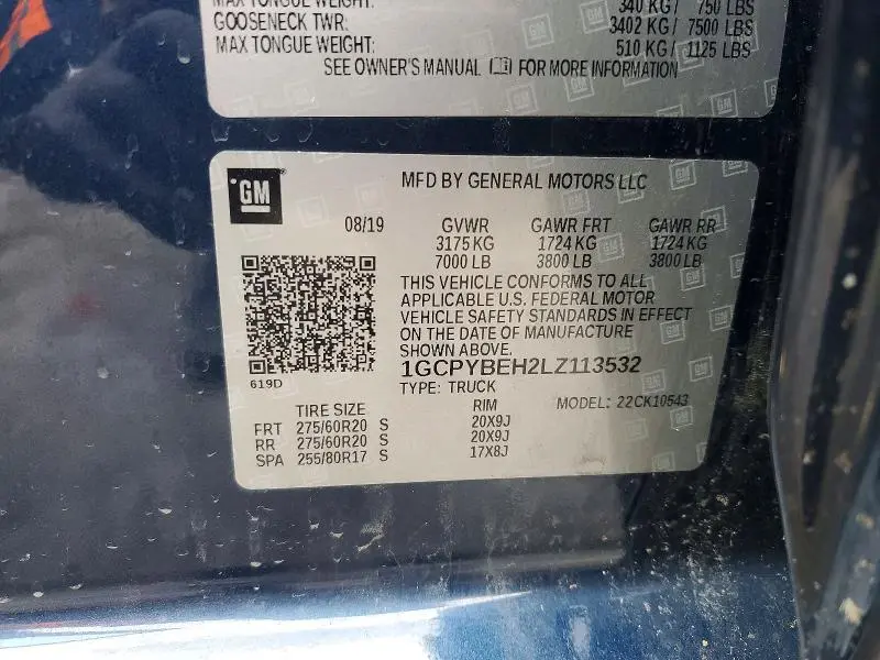 2020 CHEVROLET SILVERADO K1500 CUSTOM  