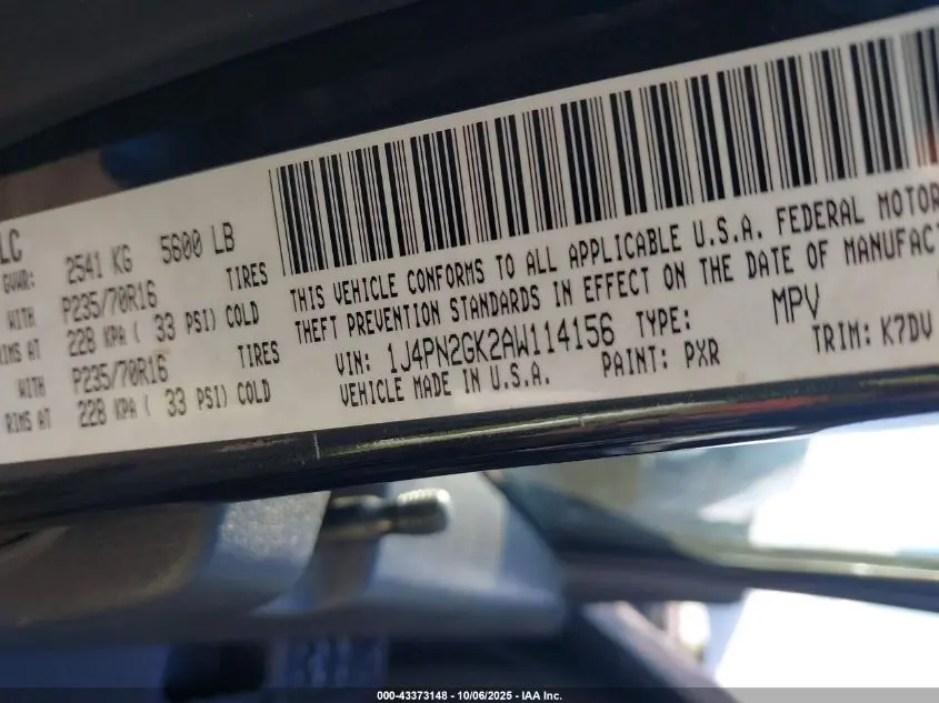 2010 JEEP LIBERTY SPORT