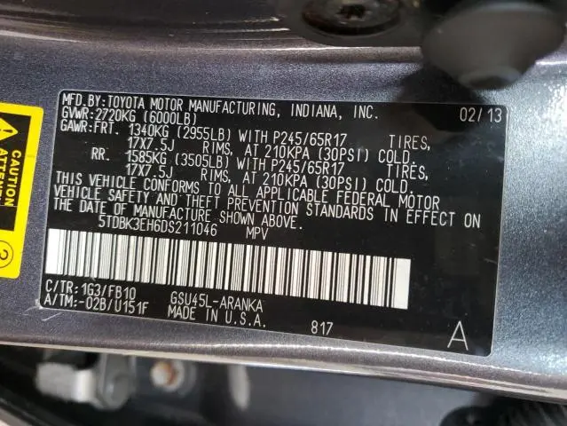 2013 TOYOTA HIGHLANDER BASE  