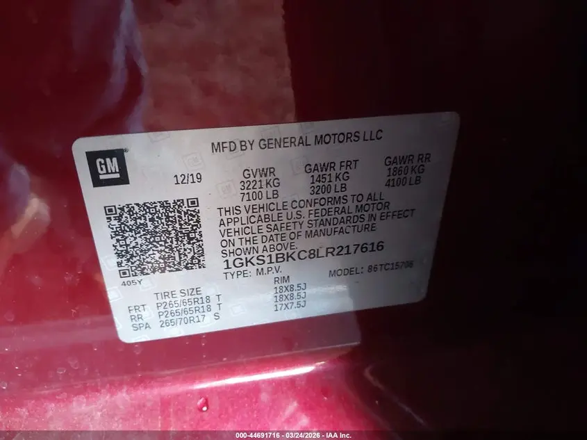 2020 GMC YUKON 2WD SLT