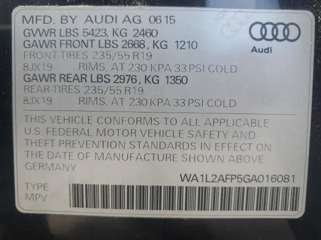 2016 AUDI Q5 PREMIUM PLUS  
