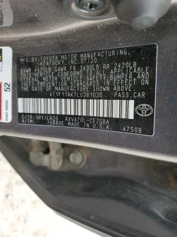 2020 TOYOTA CAMRY XLE  