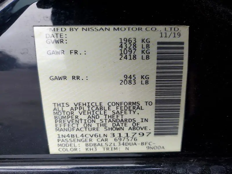 2020 NISSAN ALTIMA 2.5 SR  