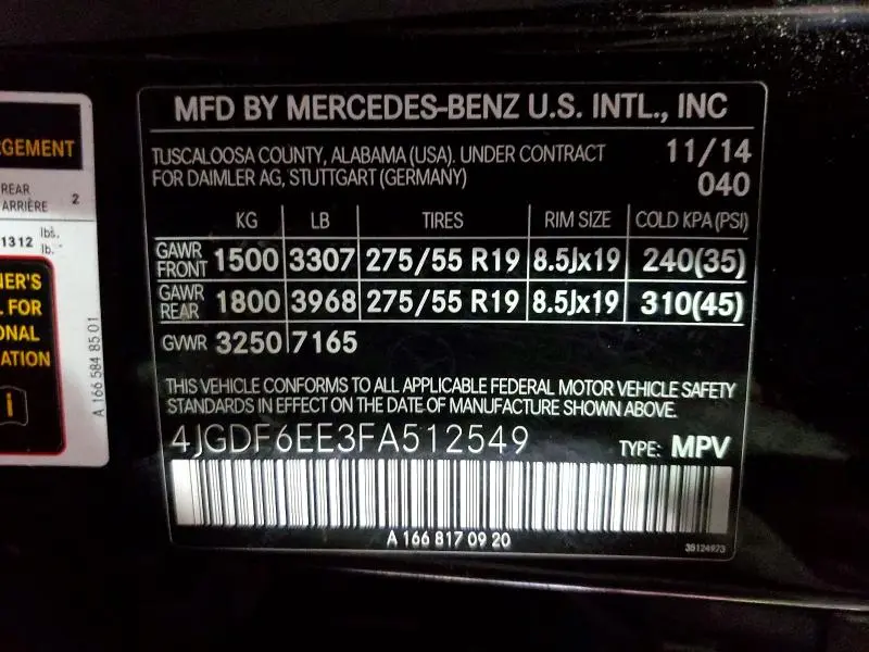 2015 MERCEDES-BENZ GL 450 4MATIC  