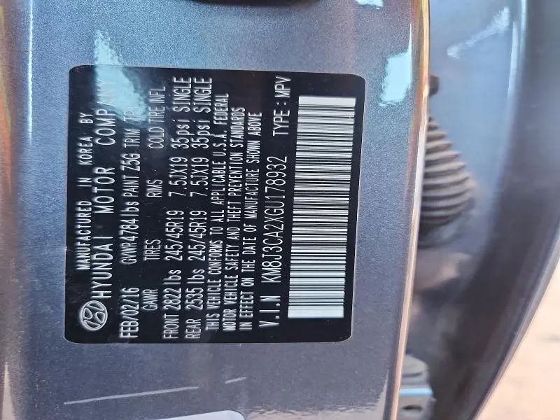 2016 HYUNDAI TUCSON LIMITED  