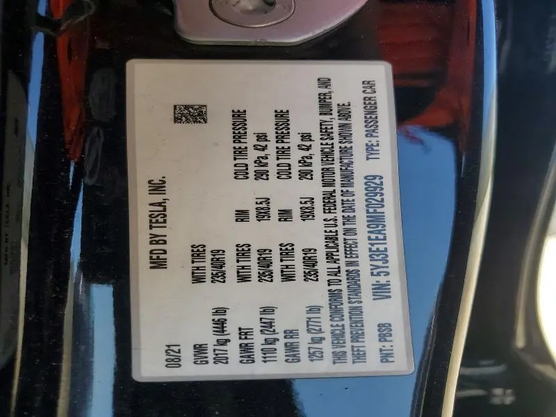 2021 TESLA MODEL 3   