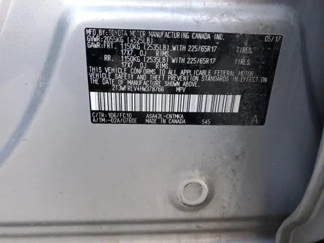 2017 TOYOTA RAV4 XLE  