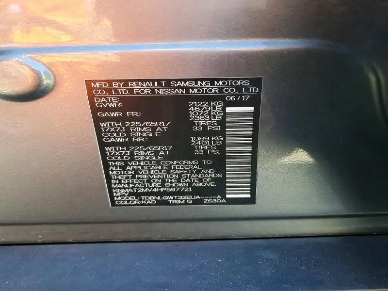 2017 NISSAN ROGUE SV  