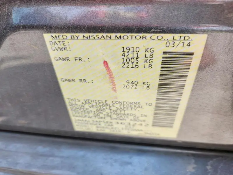 2014 NISSAN ALTIMA 2.5 S  