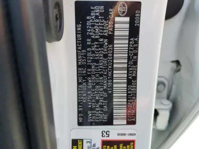 2019 TOYOTA CAMRY XSE  