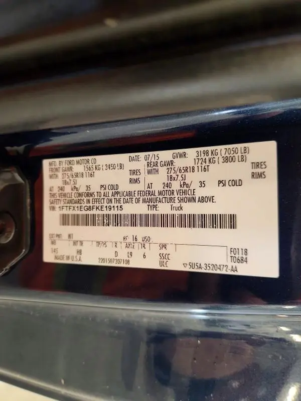 2015 FORD F150 SUPER CAB  