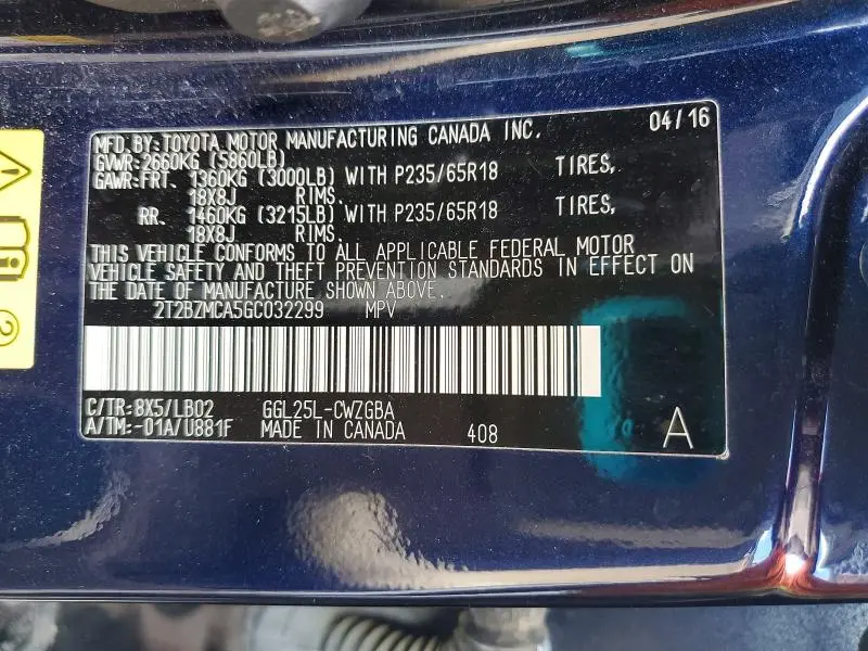 2016 LEXUS RX 350 BASE  