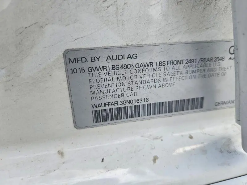 2016 AUDI A4 PREMIUM PLUS S-LINE  