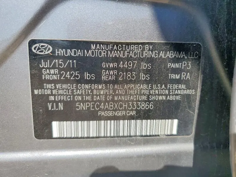 2012 HYUNDAI SONATA LIMITED 2.0T  