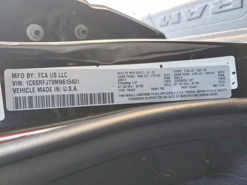 2021 RAM 1500 LARAMIE  