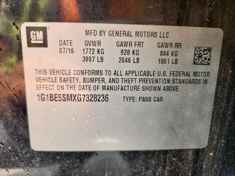 2016 CHEVROLET CRUZE LT  