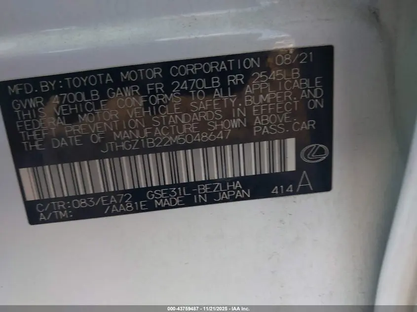 2021 LEXUS IS 350 F SPORT