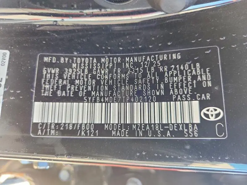 2026 TOYOTA COROLLA LE  