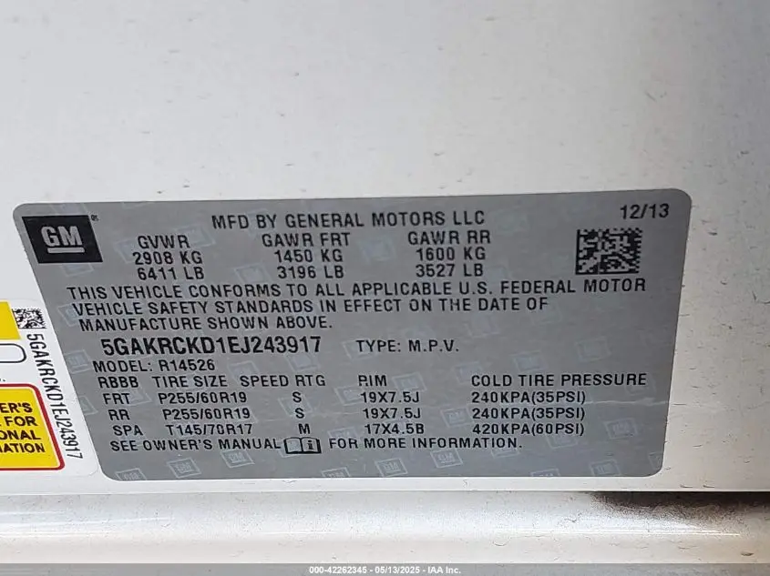 2014 BUICK ENCLAVE PREMIUM