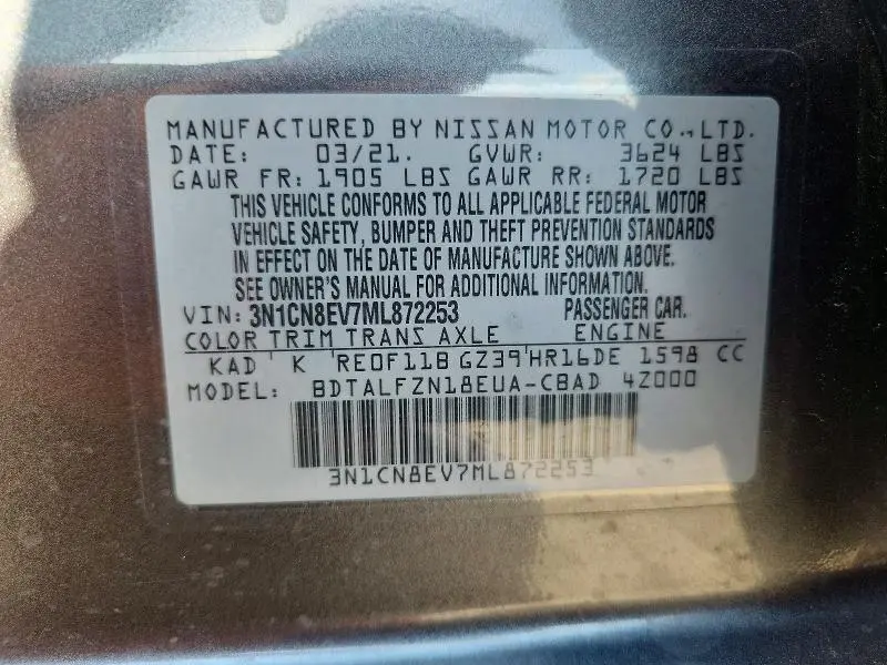 2021 NISSAN VERSA SV  