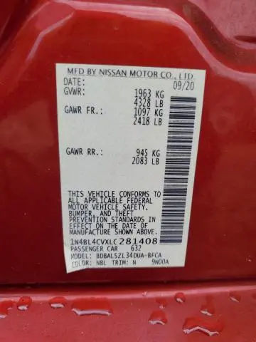 2020 NISSAN ALTIMA SR  