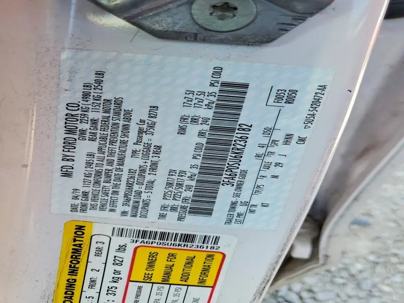 2019 FORD FUSION TITANIUM  