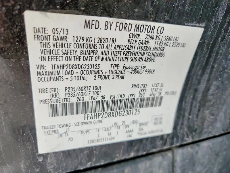 2013 FORD TAURUS SE  