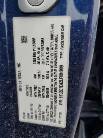 2020 TESLA MODEL 3