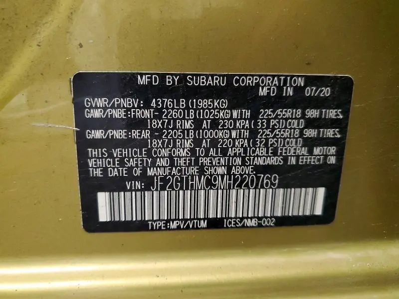 2021 SUBARU CROSSTREK LIMITED  