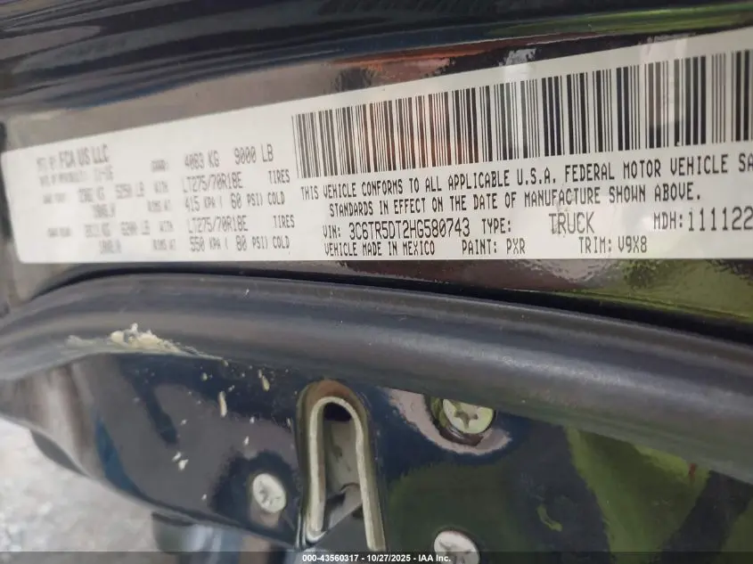 2017 RAM 2500 SLT  4X4 6'4 BOX