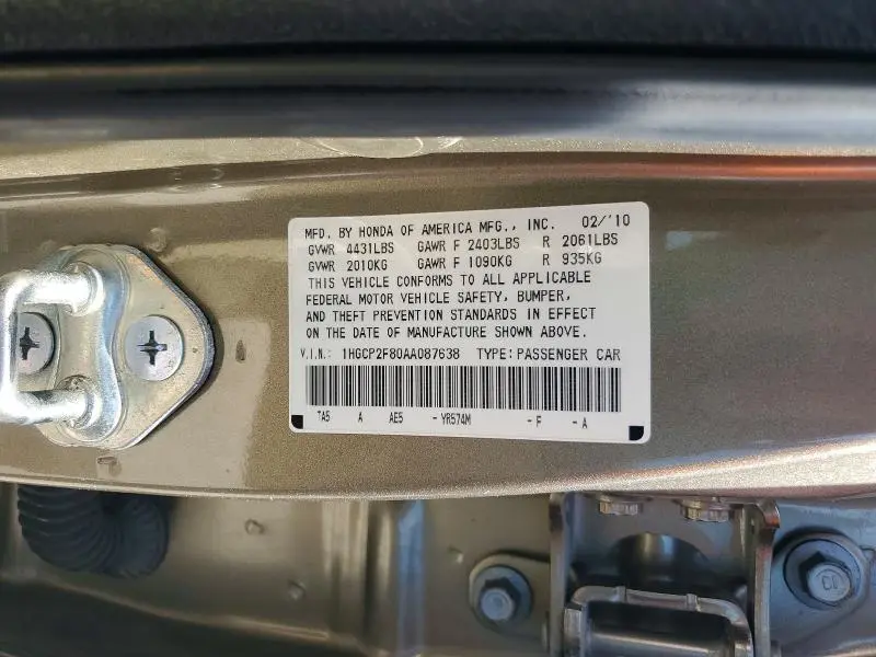 2010 HONDA ACCORD EX  