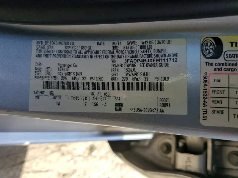 2015 FORD FIESTA SE  