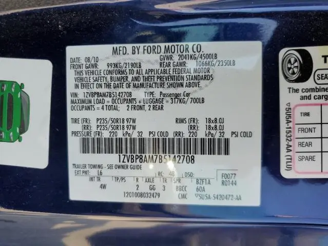 2011 FORD MUSTANG