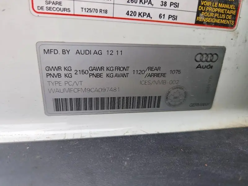2012 AUDI A3 PREMIUM PLUS  