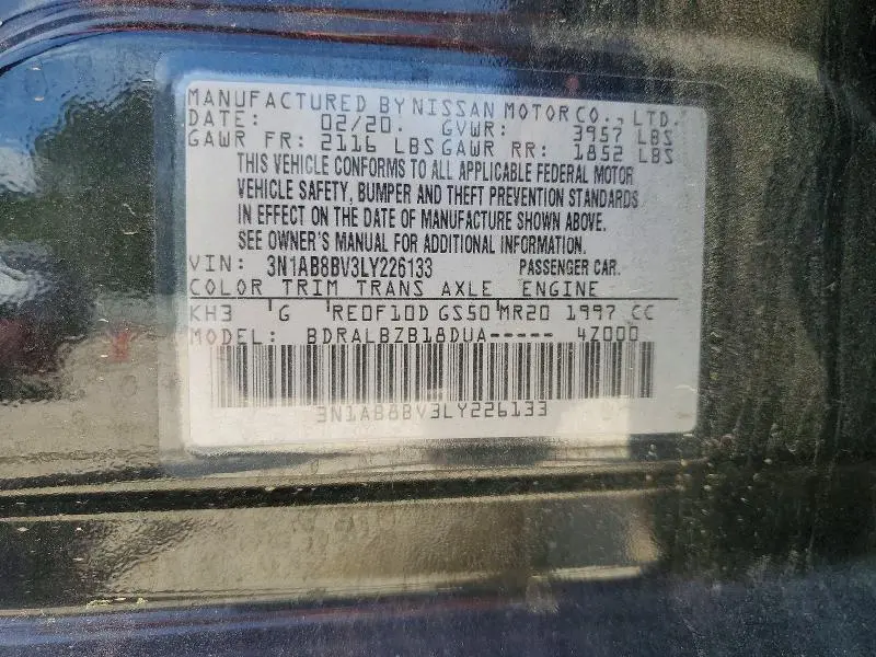 2020 NISSAN SENTRA S  