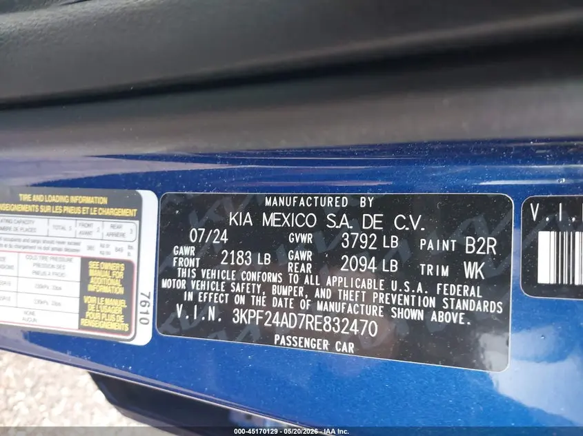 2024 KIA FORTE LXS