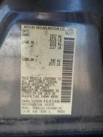 2017 NISSAN ALTIMA 2.5  