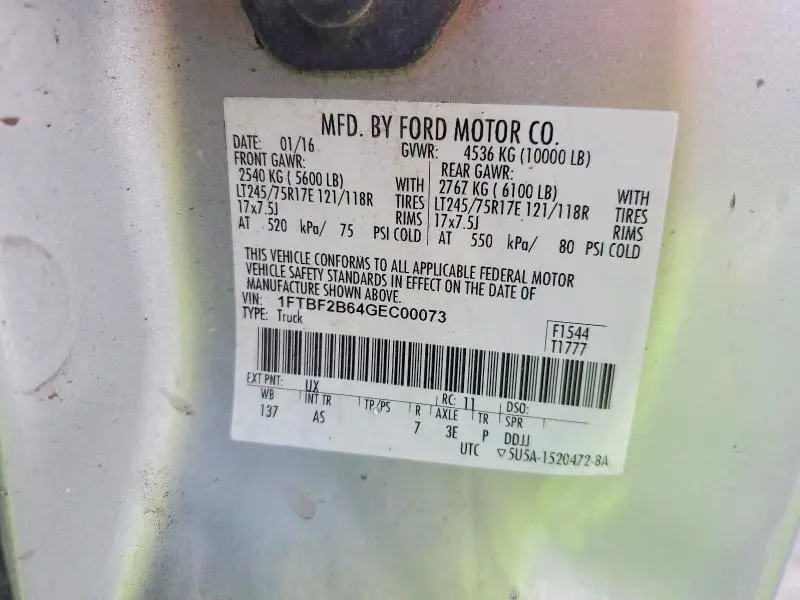 2016 FORD F250 SUPER DUTY  