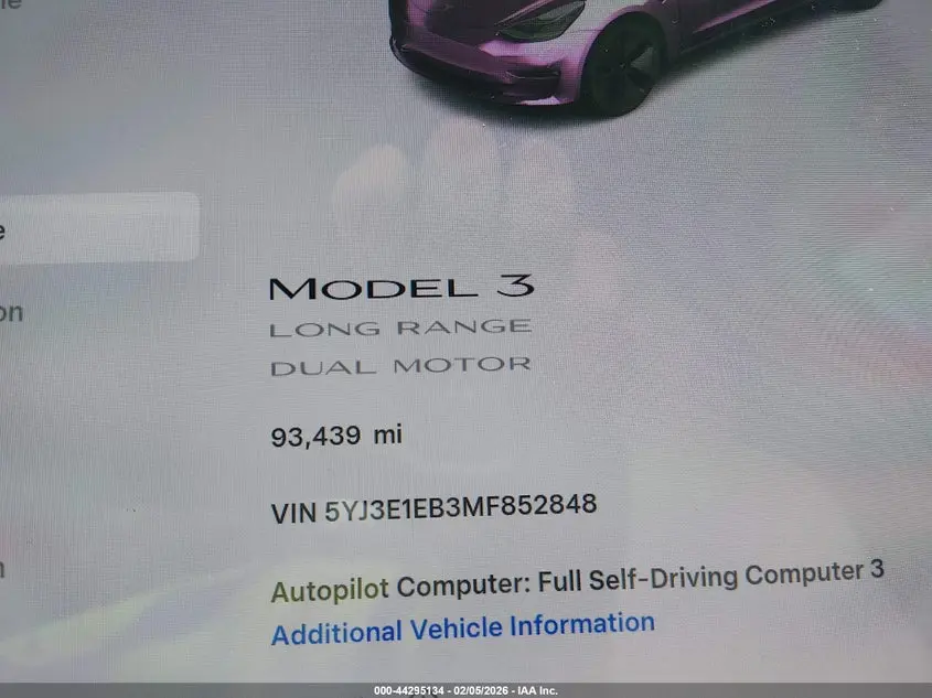 2021 TESLA MODEL 3 LONG RANGE DUAL MOTOR ALL-WHEEL DRIVE
