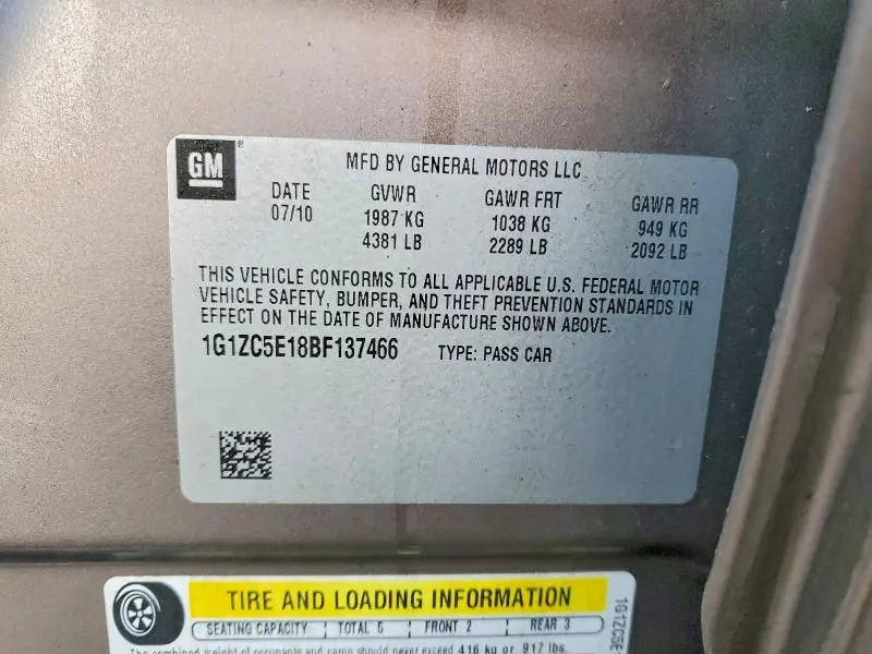 2011 CHEVROLET MALIBU 1LT  