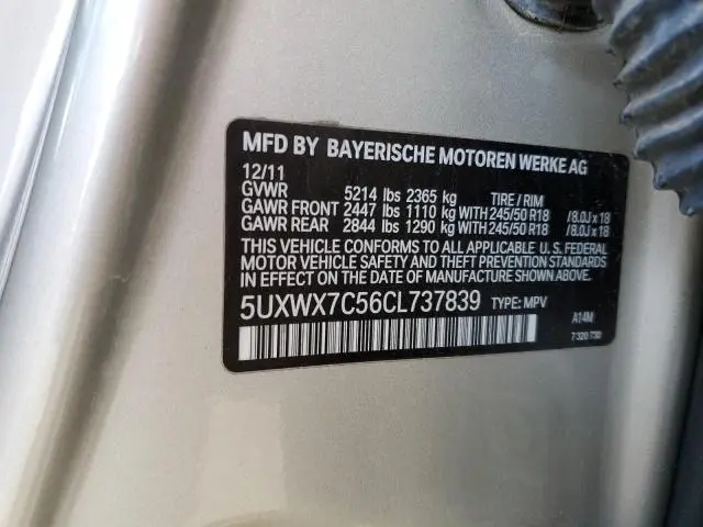 2012 BMW X3 XDRIVE35I  