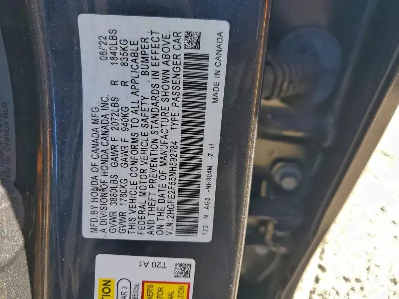 2022 HONDA CIVIC SPORT  