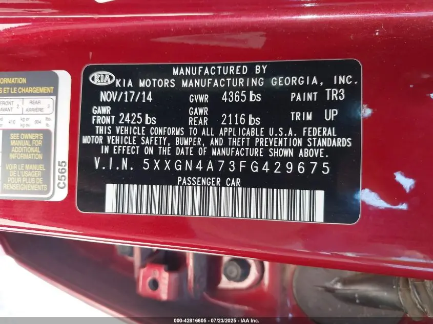 2015 KIA OPTIMA EX